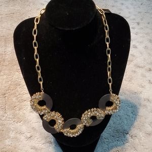 Hot Mamma Brown Wood Glam w Gold Tone Accent Adjustable Fashion Necklace NWT